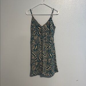 Leaf Print Spaghetti Strap Dress